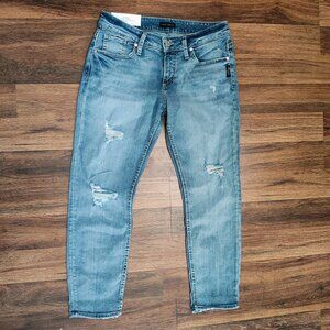 NWT SILVER JEANS Mid Rise Luxe Stretch Boyfriend Slim Leg Jean Size 29